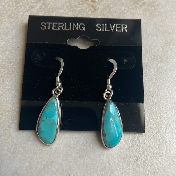 Sterling Silver Turquoise Stone High Grade Silver 925 earrings - Picture 3 of 17